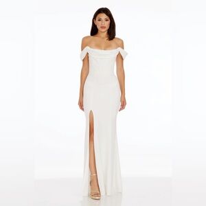 Dress the Population Off-Shoulder White Gown